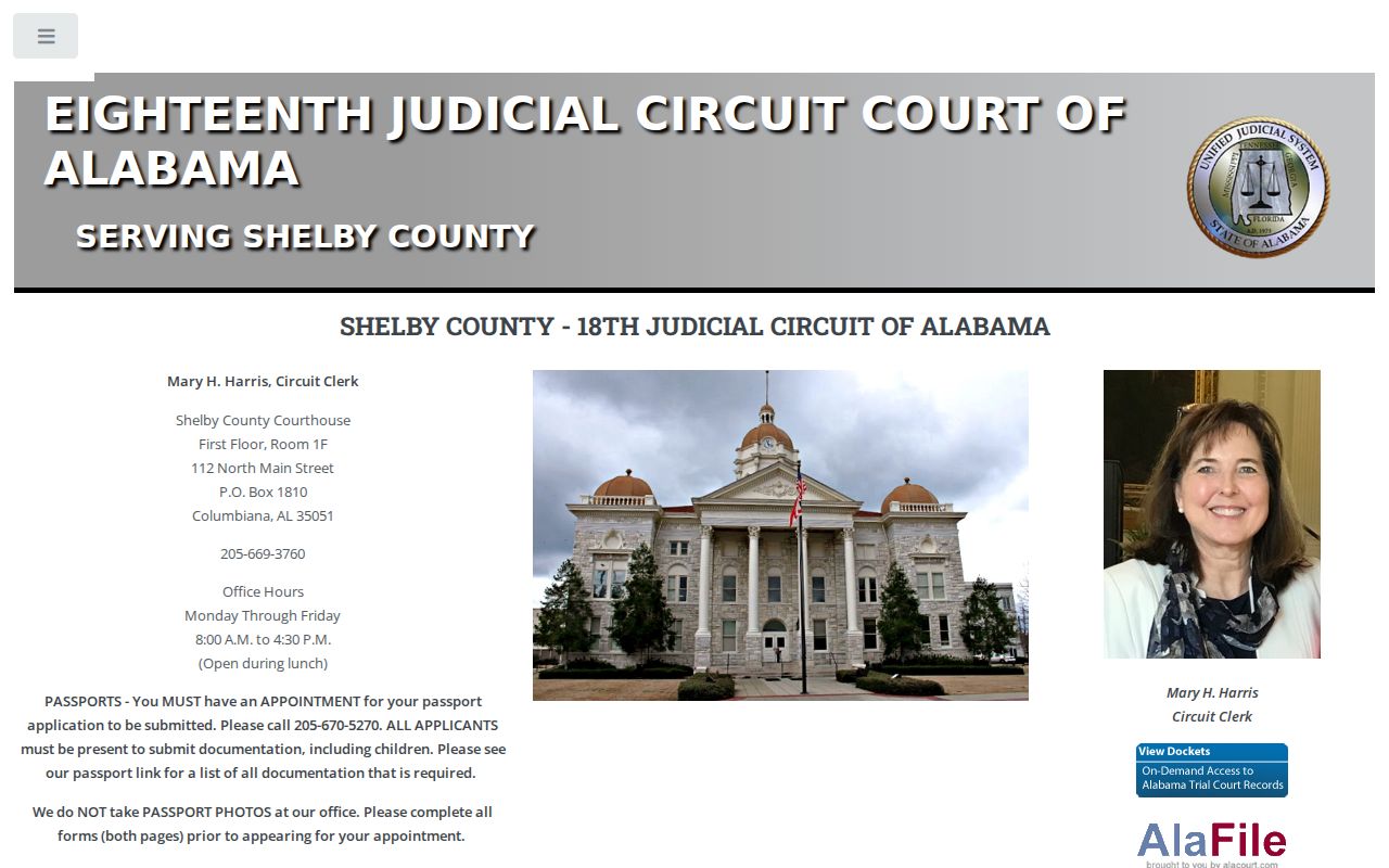 Shelby County Circuit Clerk court docket office website
